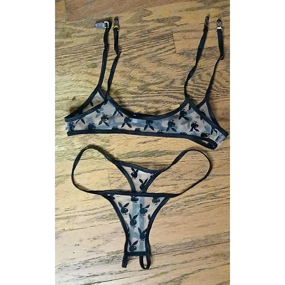 Playboy Flocked bunny bra